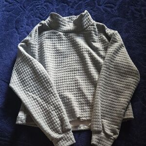 One Step Up Light Gray Quilted Turtleneck Sweater